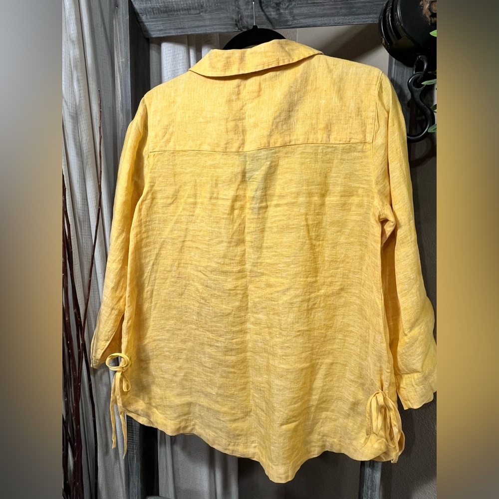 SIGRID OLSEN 100% LINEN PULL-OVER COLLAR TOP - Picture 6 of 9